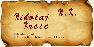 Nikolaj Kršić vizit kartica